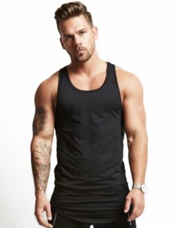 Stringer Solid Black Tank Top Plus Size