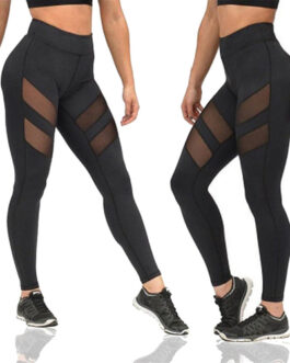 Women Mesh Patchwork Sport Leggings running gym High Waist workout